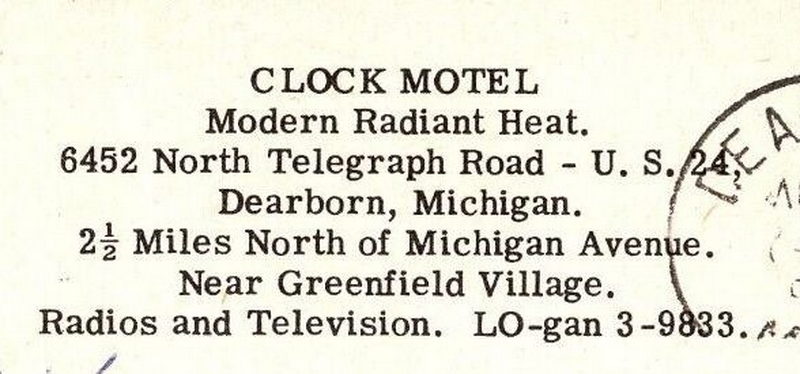 Clock Motel - Vintage Postcard